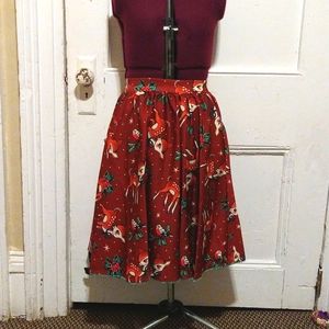 NWT Sourpuss Deer Me Christmas skirt, Cinnamon, sz S. With Pockets!!